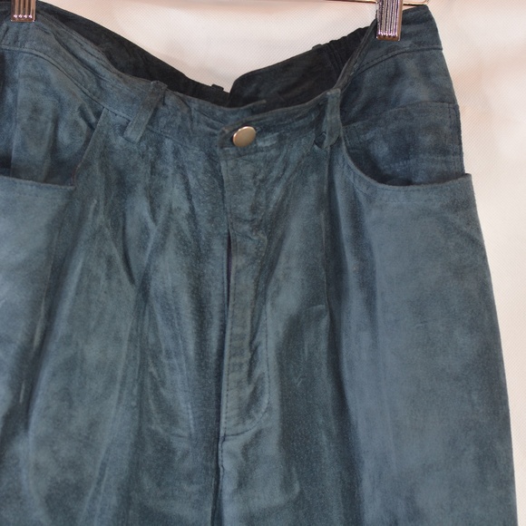 Blue Soft Shammy Suede Leather Pants High Waist SZ 16 Rogue NWOT - Picture 3 of 10